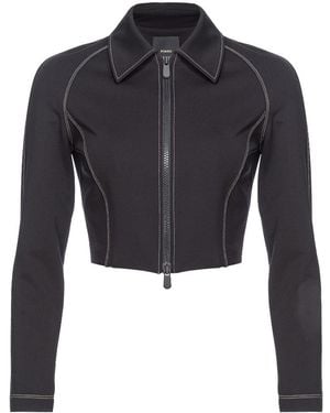 Pinko Long-Sleeved Zipped Cropped Jacket - Blue