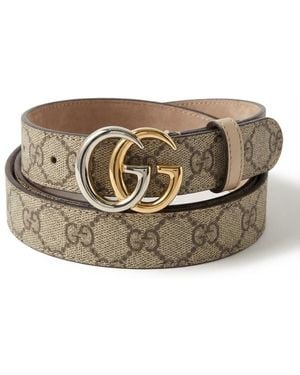 Gucci Gg Marmont Reversible Thin Belt - Metallic