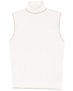 Eleventy Turtleneck Sleeveless Top - White