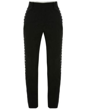 McQueen Eyelet-Detail Slim-Cut Trousers - Black