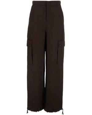 Twinset Froissé Satin Cargo Pants - Black