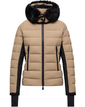 Moncler Lamoura Hooded Shearling-Trimmed Down Ski Jacket - Multicolor