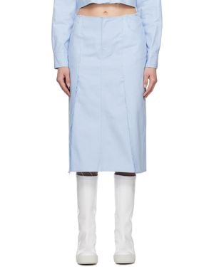 Raf Simons High-Waisted Denim Midi Skirt - Blue