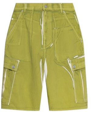 Marni Screen-Printed Denim Cargo Shorts - Green