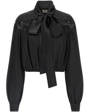 Saint Laurent Lace Silk Shirt - Black