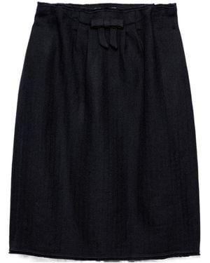 Prada Bow-Detailed Midi Skirt - Black