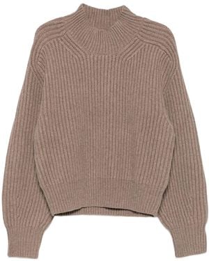 Soeur Half-Turtleneck Ribbed Jumper - Brown