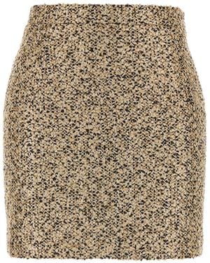 Alessandra Rich Straight Hem Tweed Mini Skirt - Natural