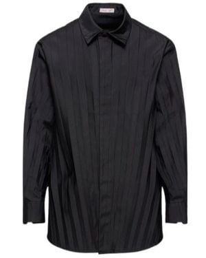 Valentino Textured Pleated Long-Sleeved Shirt - Blue