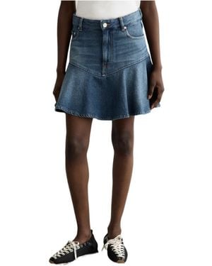 Ganni Panelled A-Line Skirt - Blue
