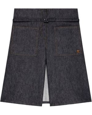 Courreges Courrèges Belted Denim Panelled Shorts - Grey