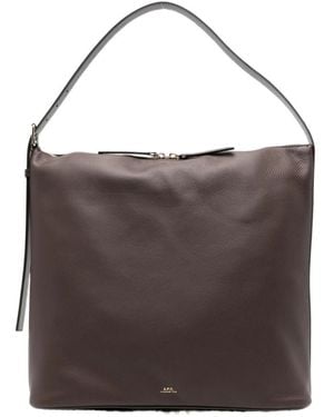 A.P.C. Vera Logo Printed Maxi Shoulder Bag - Brown