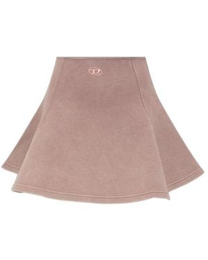 DIESEL O-Alba Logo-Embroidered Flared Skirt - Natural