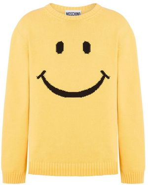 Moschino Logo Embroidered Crewneck Jumper - Yellow