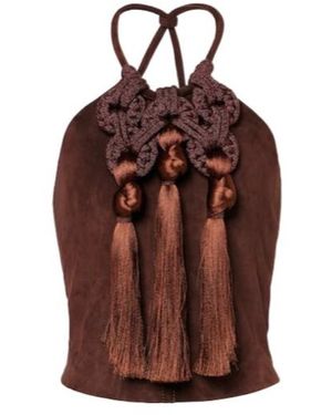 Johanna Ortiz Knot-Detail Leather Top - Brown