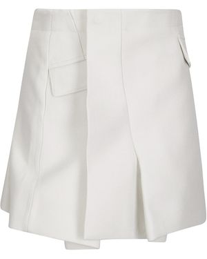 Sacai Melton Pleated Skirt - White