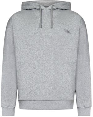 パーカー・フーディ ERMENEGILDO ZEGNA Men Hoodies N6MH01940 272 Beige Zegna logo-embroidered Hoodie | Neutrals | FARFETCH