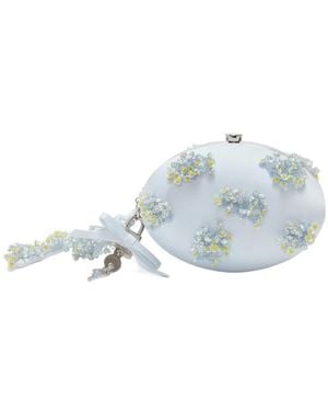 Self-Portrait Crystal-Embellished Oval Clutch Bag - Blue
