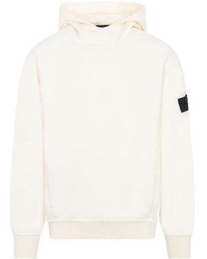 Stone Island Logo-Patch Cotton Hoodie - White