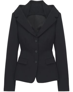 McQueen Off-The-Shoulder Harness Jacket - Black