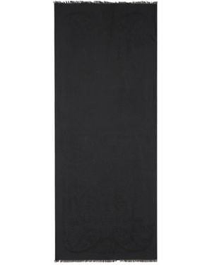 Etro Bohemian Paisley Silk-Wool Jacquard Scarf - Black