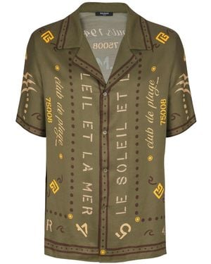 Balmain Printed Short Sleeve Shirt - Green