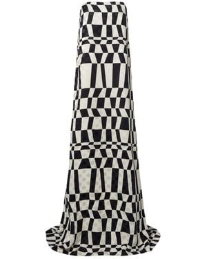 Dries Van Noten Printed Bustier Gown - White