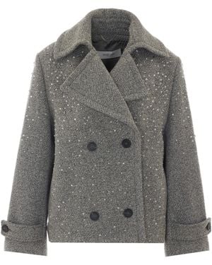 Golden Goose Double Breasted Embellished Short Coat - Grey
