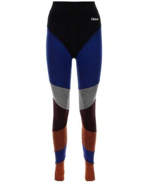 Chloé Chloé Patchwork High-Waisted Leggings - Blue