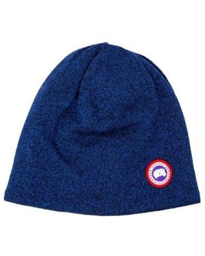 Canada Goose Logo Patch Knitted Beanie - Blue
