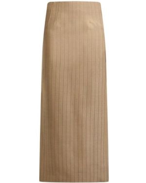 Etro Wool Jacquard Midi Skirt With Striped Pattern - Natural
