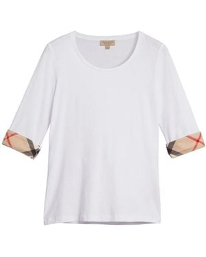 Burberry Check-Trim Crewneck T-Shirt - White