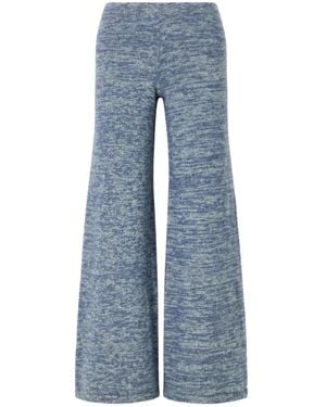 The Elder Statesman Nimbus Knitted Cashmere And Silk-Blend Wide-Leg Trousers - Blue