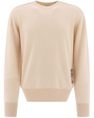 Burberry Logo Patch Crewneck Knitted Jumper - Natural