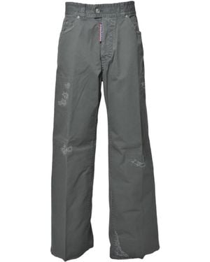 DSquared² Distressed Straight-Leg Trousers - Grey