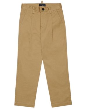 DSquared² Pleated Logo-Plaque Pants - Natural
