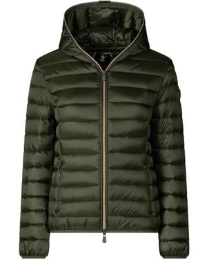 Save The Duck Hooded Quilted Down Jacket - Green