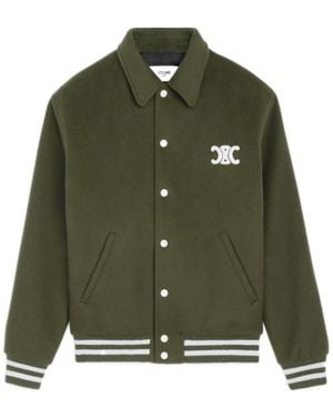 Celine Varsity Jacket With Hood - Green