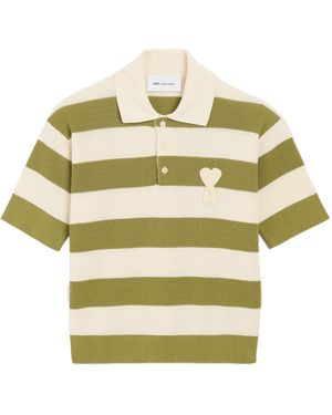 Ami Paris Ami Ami De Coeur Short Sleeved Polo Shirt - Metallic
