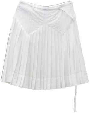 Low Classic Pleated Midi Skirt - White