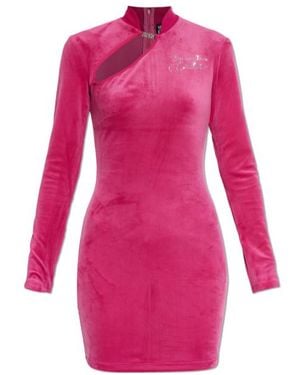 Versace Jeans Couture Cut-Out Long-Sleeve Mini Dress - Pink