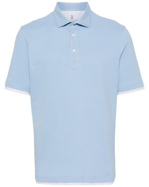 Brunello Cucinelli Layered-Detail Polo Shirt - Blue