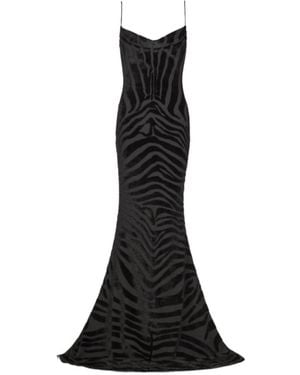 Balmain Zebra-Print Maxi Dress - Black