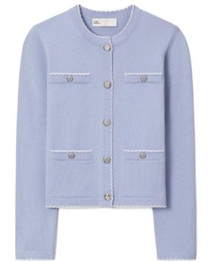 Tory Burch Kendra Wool Cardigan - Blue