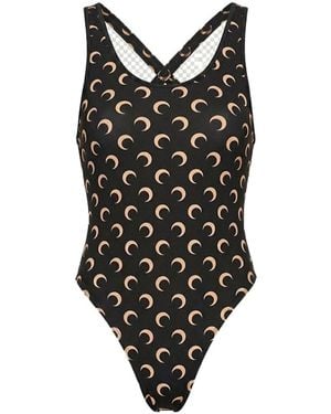 Marine Serre Moon Print One-Piece Swimsuit - Black