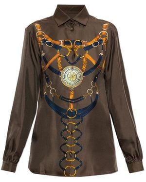 Etro Belt-Print Silk Shirt - Multicolour