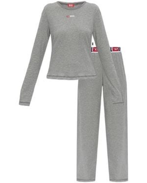 DIESEL Gilda-D-Core Logo-Print Pajama Set - Gray