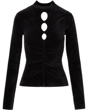 MSGM Ribbed Cut Out Detail Sweater - Black