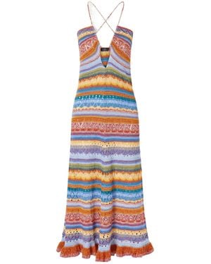 Etro Crocheted Striped Cotton Midi Dress - White