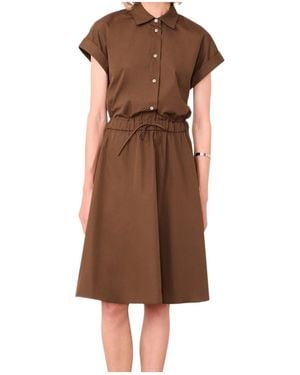 Officine Generale Short Sleeve Dress - Brown